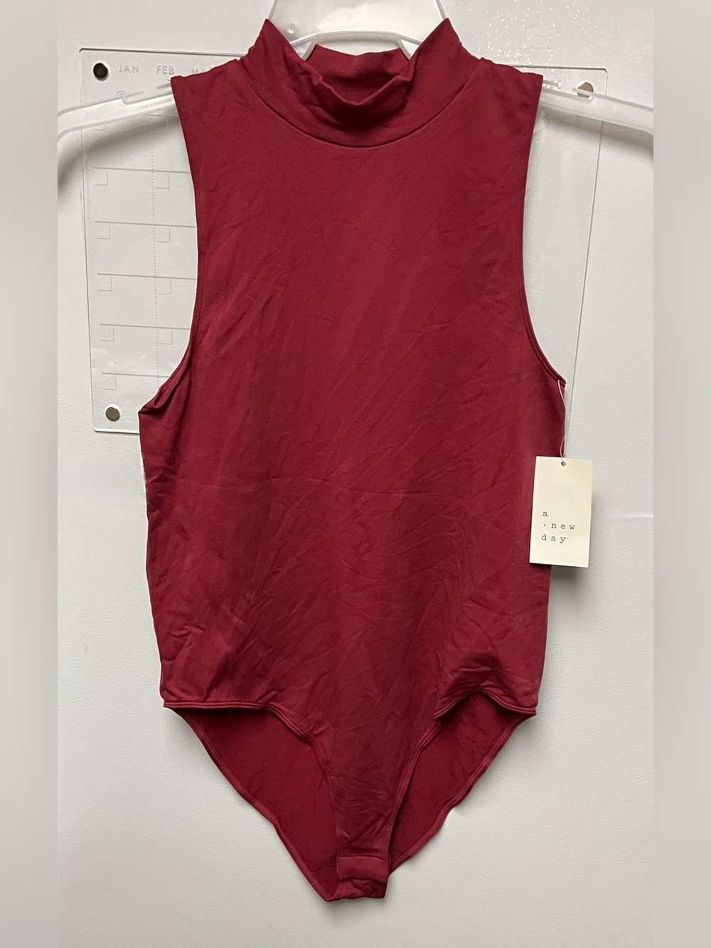 a new day Sleeveless Turtleneck Bodysuit in Burgundy